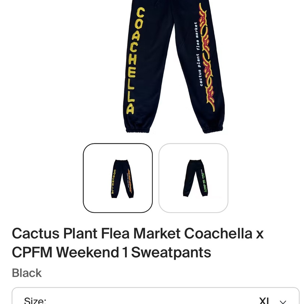Cactus Plant Flea Market Black Joggers with Yellow and Red Accents